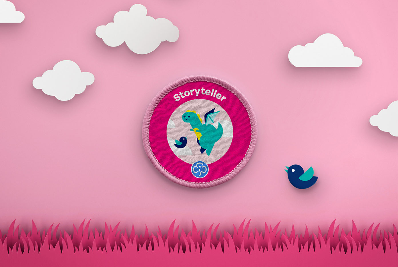 Red Stone Girlguiding Rainbows Interest Badge Storyteller