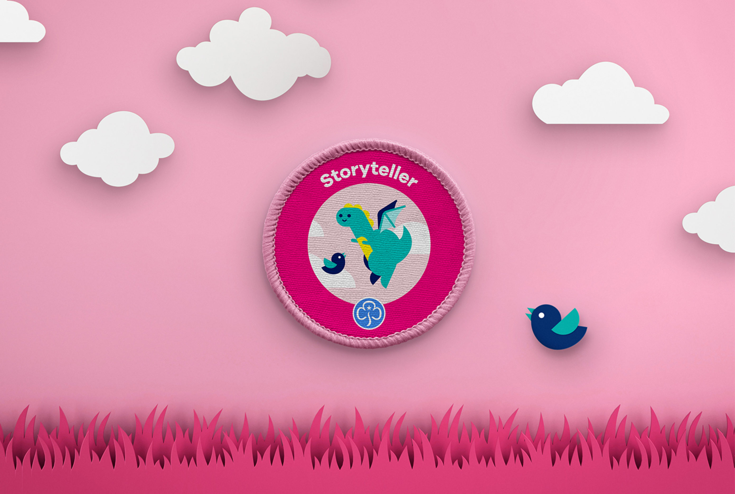 Red Stone Girlguiding Rainbows Interest Badge Storyteller
